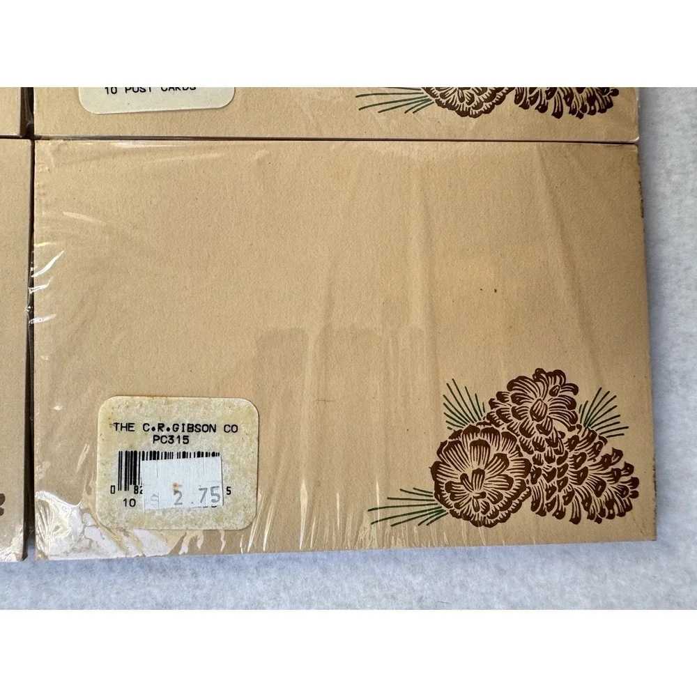 Vintage C.R. Gibson Pinecone Winter Fall Invitations Postcards 4 Packs NEW